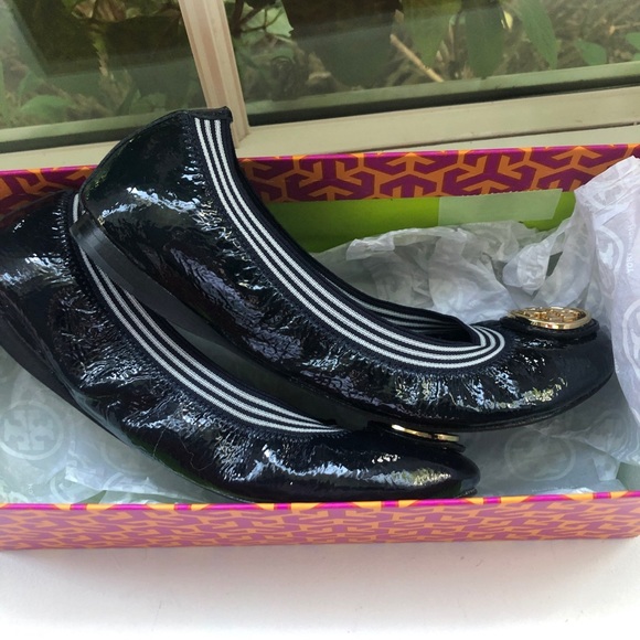Tory Burch Caroline Ballerina navy stripe 6.5 US - Picture 5 of 8